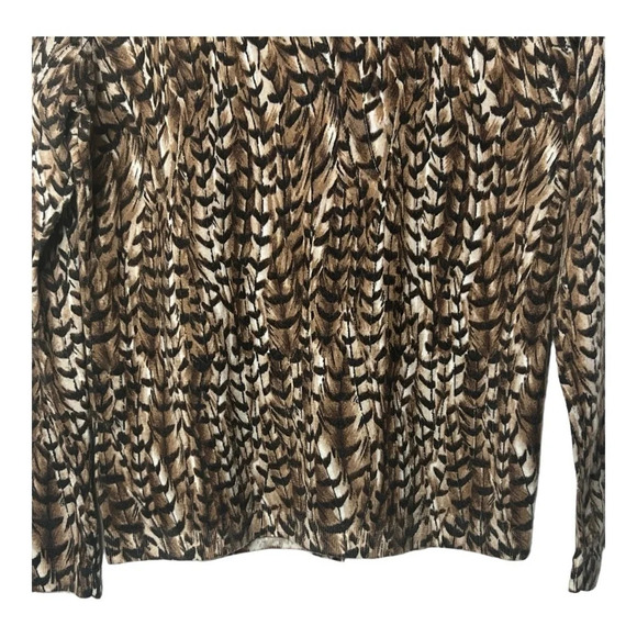 1611. TALBOTS PETITES LONG SLEEVE CARDIGAN PURE MERINO WOOL‎ SIZE MEDIUM BROWN - Picture 9 of 9